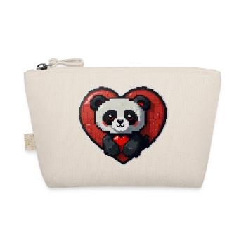 Pixel-Panda mit großem Herz - Bio-Täschchen - Natur - Vorne