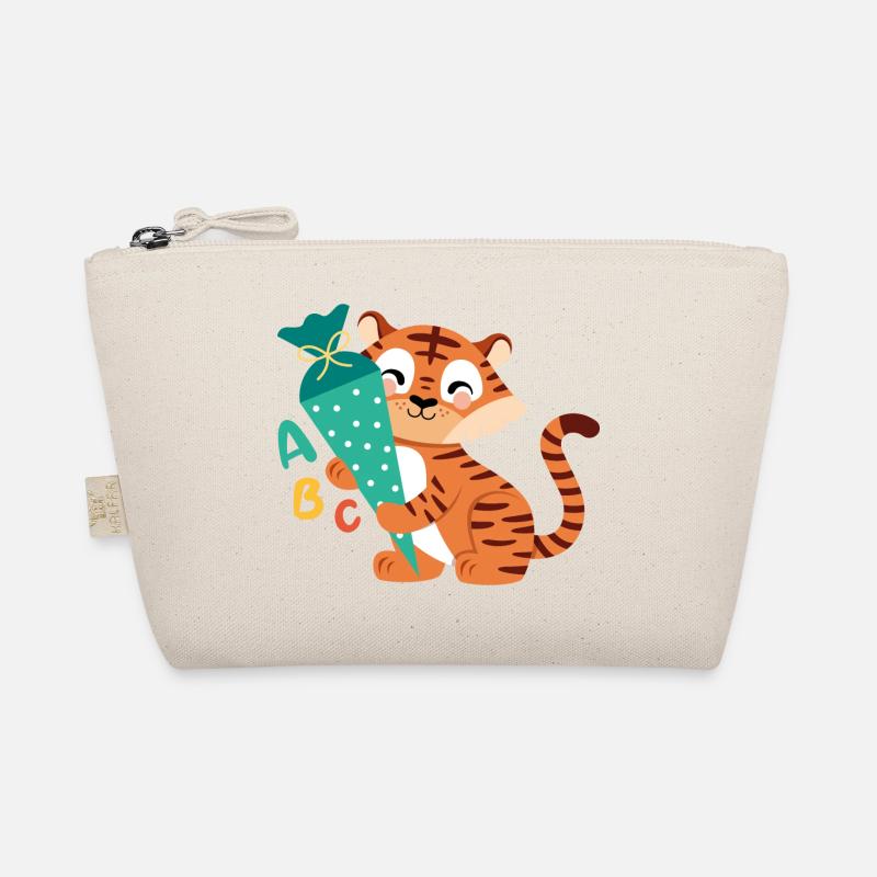 Tiger with school cone for school enrollment Organic Pouch