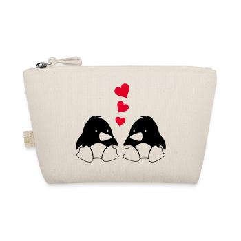 Pingouins amoureux 001 - Trousse biologique - nature - Devant
