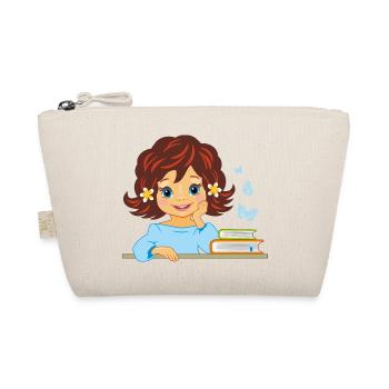mignonne petite fille souriante avec des livres - Trousse biologique - nature - Devant