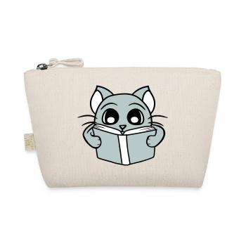 Nerd Cat Reads Novel Book Learning to Read School - Organic Pouch - nature - Front