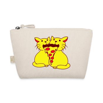 2 Katzen Essen Salami Pizza Fast Food Hunger Team - Bio-Täschchen - Natur - Vorne