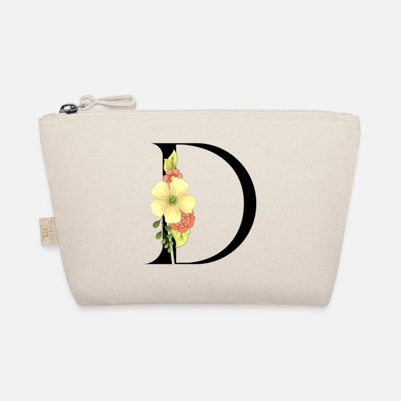 Eleganter Buchstabe 'D' mit Blumen Bio-Täschchen