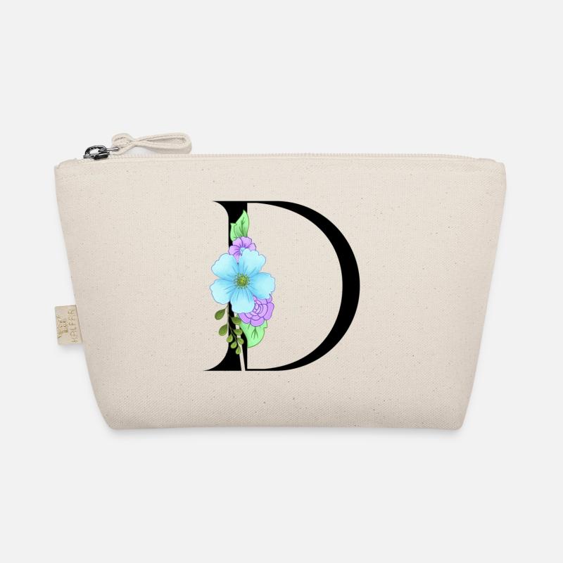 Eleganter Buchstabe 'D' mit Blumen Bio-Täschchen
