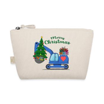 Excavator Merry Christmas Blue - Organic Pouch - nature - Front