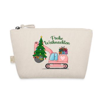 Excavator Merry Christmas Pink - Organic Pouch - nature - Front