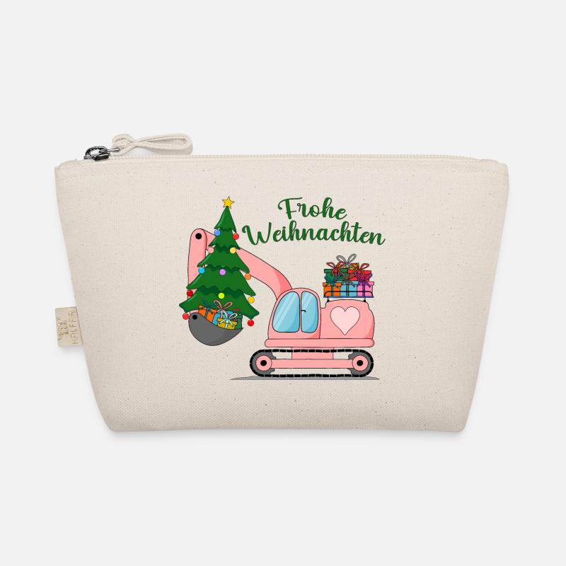 Bagger Frohe Weihnachten Rosa - Bio-Täschchen - Natur