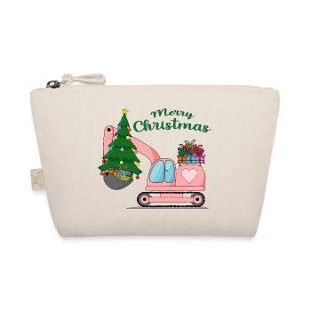 Excavator Merry Christmas Pink - Organic Pouch - nature - Front