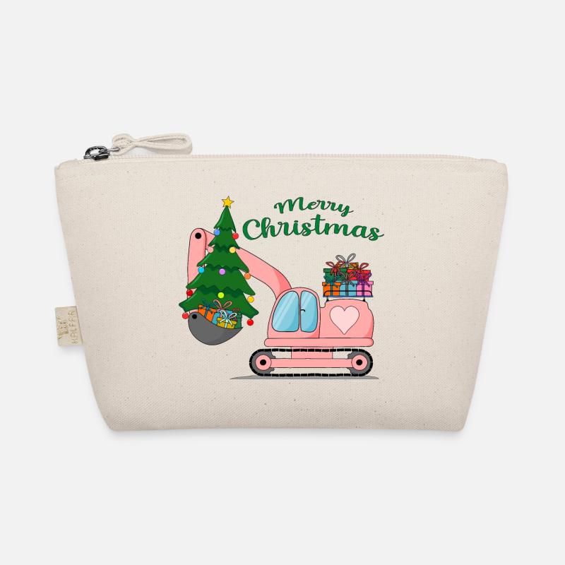 Excavator Merry Christmas Pink Organic Pouch