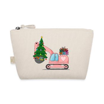 Excavator Christmas Pink - Organic Pouch - nature - Front