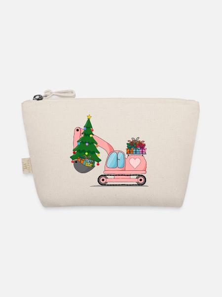 Bagger Weihnachten Rosa - Bio-Täschchen - Natur - Vorne