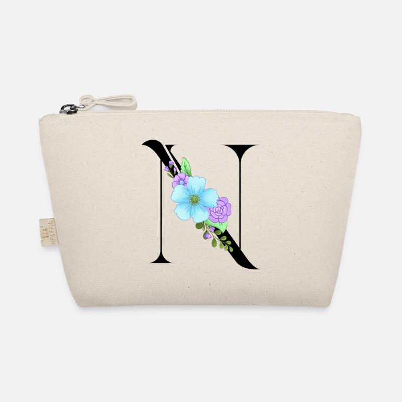 Eleganter Buchstabe 'T' mit Blumen Bio-Täschchen