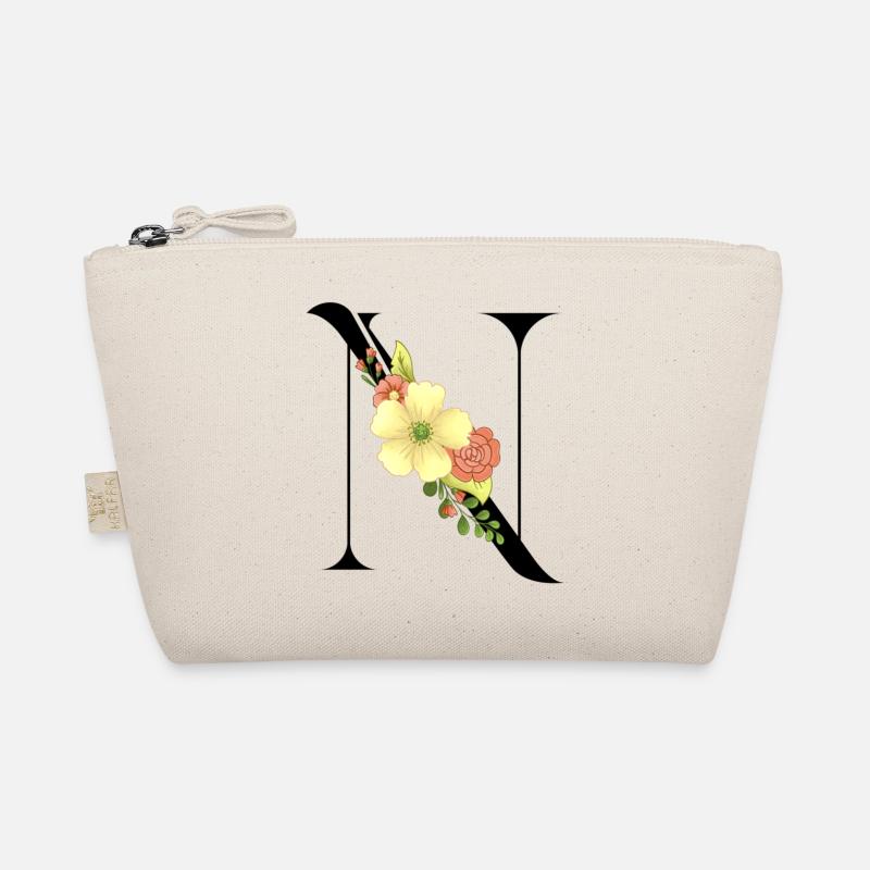 Eleganter Buchstabe 'T' mit Blumen Bio-Täschchen