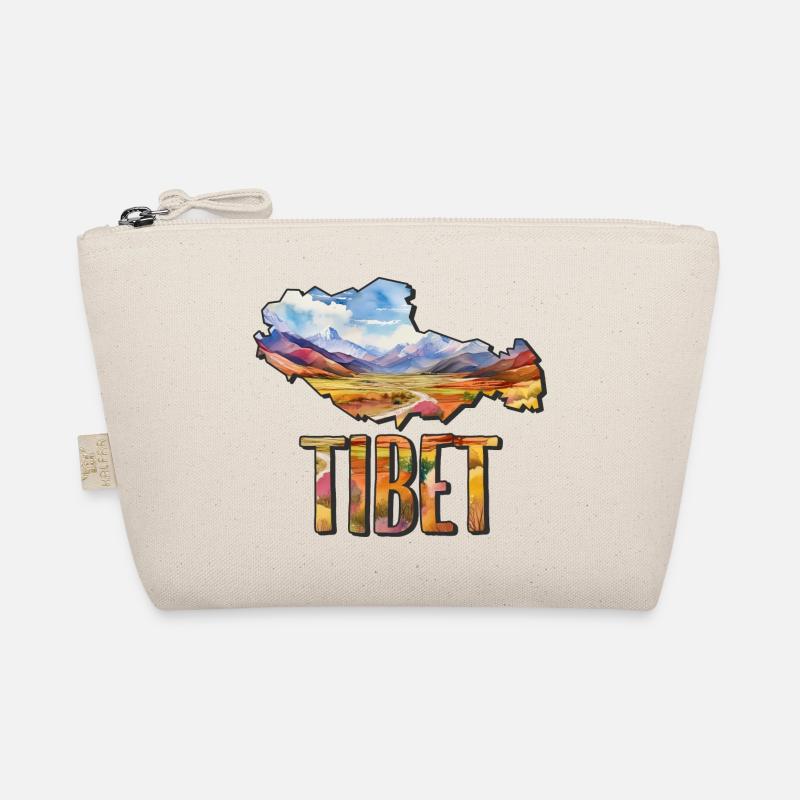 Aquarell Landkarte Tibet - Bio-Täschchen - Natur
