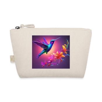 Hummingbird and Flowers: A Vibrant Encounter - Organic Pouch - nature - Front