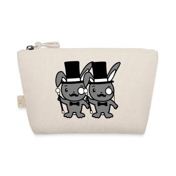 2 lapins Mr. Gentleman chapeau haut de forme Monocle Lunettes - Trousse biologique - nature - Devant