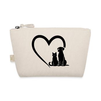 Dog Puppy and Baby Cat Heart, Animal Dog Cat Heart - Organic Pouch - nature - Front