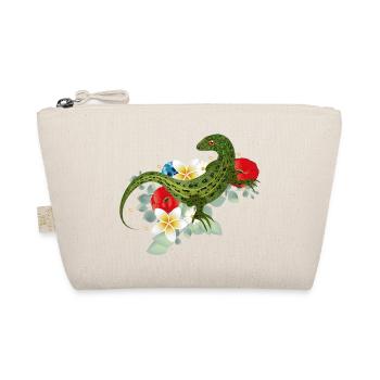 Green lizard on flowers botanical motif - Organic Pouch - nature - Front