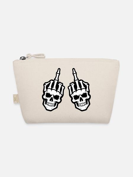 Middle Finger Skeleton Hand - Organic Pouch - nature - Front