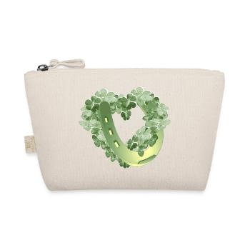 Heart of four-leaf clover - horseshoe for luck - Organic Pouch - nature - Front