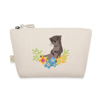 Sea Otter Cartoon Flower Floral - Organic Pouch - nature - Front