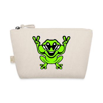 Frog Toad Cool Sunglasses Victory Peace Hands - Organic Pouch - nature - Front