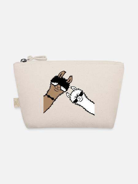 2 Coole Lamas Sonnenbrillen Lustige Nerd Freunde - Bio-Täschchen - Natur - Vorne