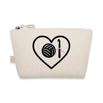 Crochet Knitting Heart Yarn Pink Handmade Woman - Organic Pouch - nature - Front