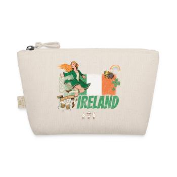 Ireland Design with Flag St Patricks Day Souvenir - Organic Pouch - nature - Front