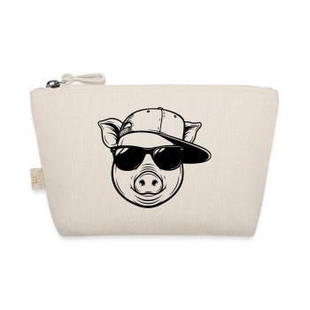 Cool pig with cap and sunglasses - Organic Pouch - nature - Front