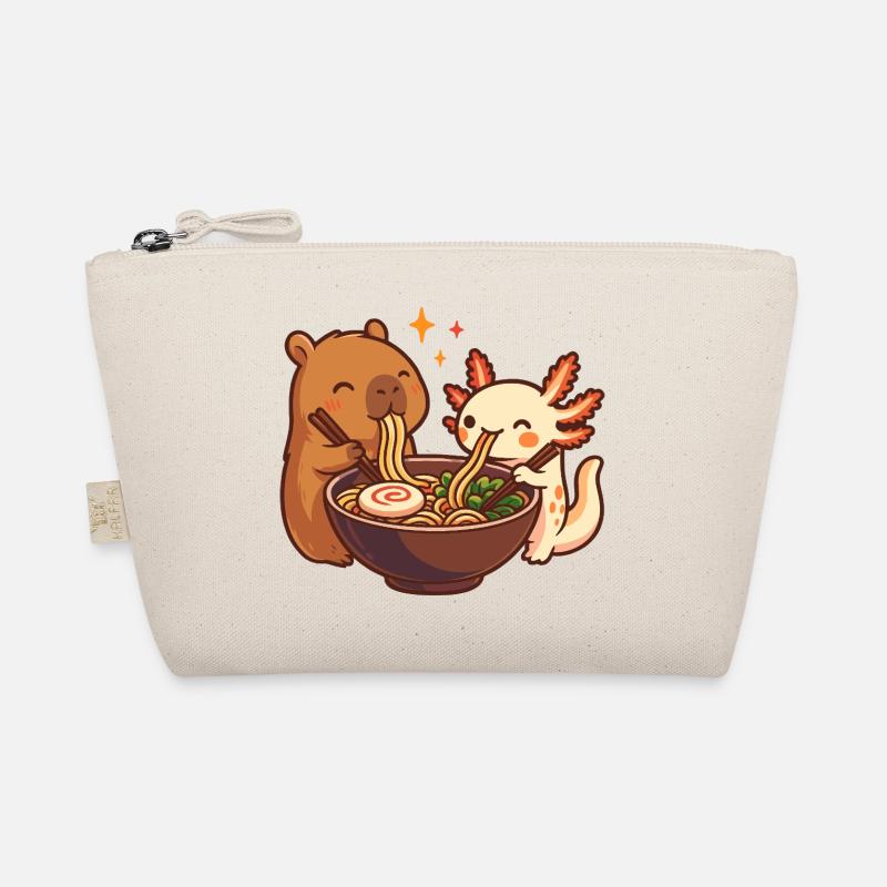 Capybara mit Axolotl isst Nudeln Ramen kawaii Bio-Täschchen