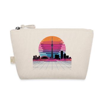 Neon Skyline Retro Sonnenuntergang - Bio-Täschchen - Natur - Vorne