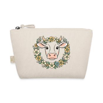 Cow Floral Wreath Boho Spring Vector - Organic Pouch - nature - Front