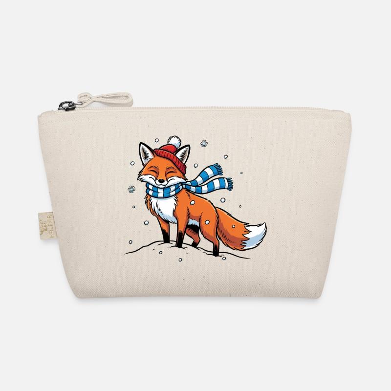 Winter fox with scarf Organic Pouch