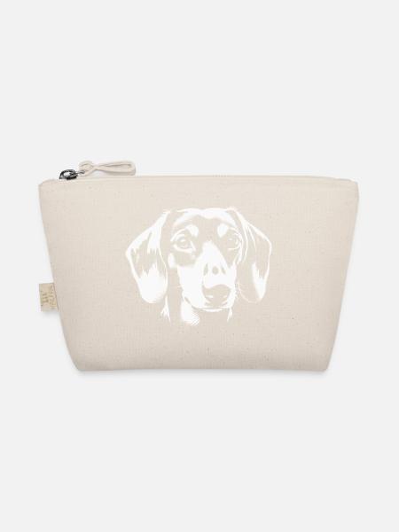 Faithful Dachshund Portrait Black White - Organic Pouch - nature - Front