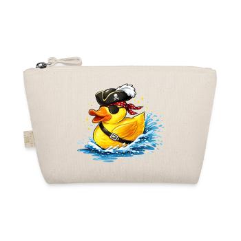 Freche Gummiente im Piratenlook mit Augenklappe - Bio-Täschchen - Natur - Vorne