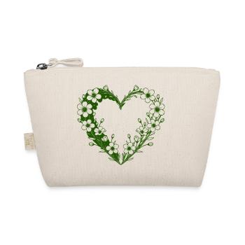 Green Floral Heart Floral Silhouette - Organic Pouch - nature - Front