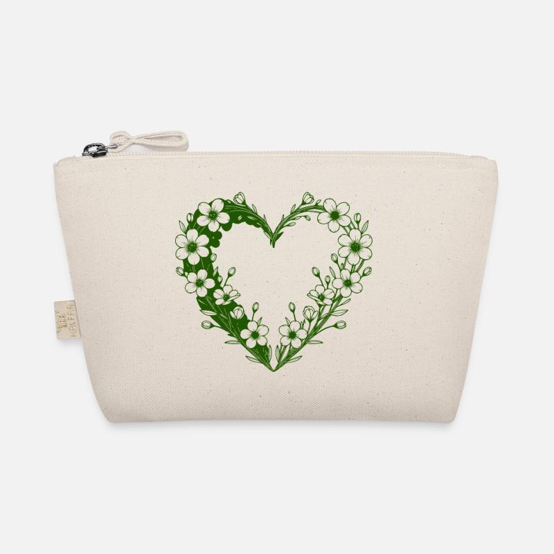 Cœur fleuri vert Silhouette florale Trousse biologique