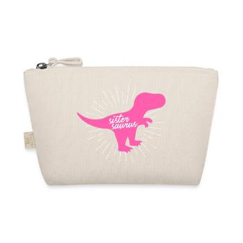 Sistersaurus Pink Dinosaur T-Rex Sibling Art - Organic Pouch - nature - Front