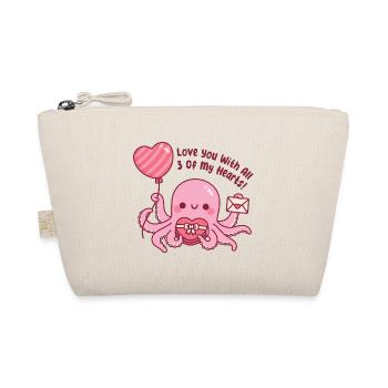 Süßer pinker Oktopus Ich liebe dich mit all meinen drei Herzen - Bio-Täschchen - Natur - Vorne