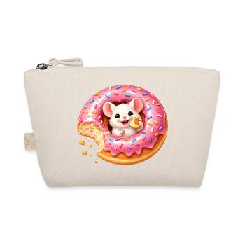 Cute mouse in donut illustration with bite - Organic Pouch - nature - Front