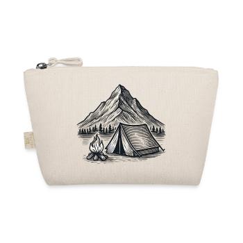 Mountain camping tent by the fire – line art - Organic Pouch - nature - Front