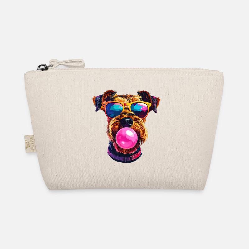 Airedale Terrier mit Bubblegum Sonnenbrille Bio-Täschchen