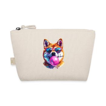 Akita Inu mit Bubblegum-Sonnenbrille - Bio-Täschchen - Natur - Vorne