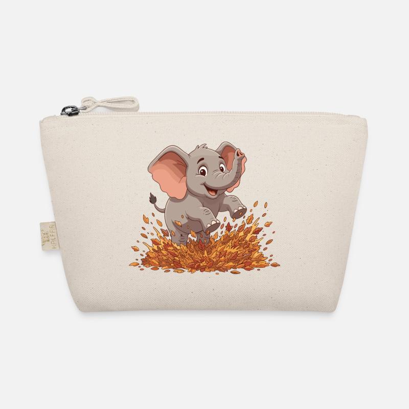 Cheerful elephant in autumn leaves Organic Pouch