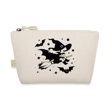 Flying Witch with Broom Halloween Motif - Organic Pouch - nature - Front