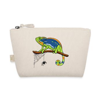 Chameleon On Branch with Spider Web - Organic Pouch - nature - Front