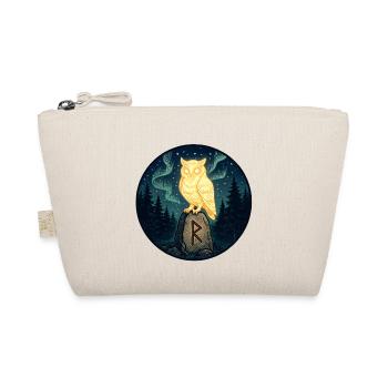 Golden owl over moon rock in the forest - Organic Pouch - nature - Front