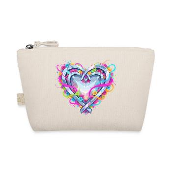 Colorful flower heart with bow tendrils - Organic Pouch - nature - Front