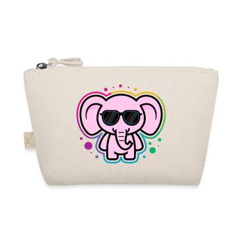 Pink Elephant with Glasses - Organic Pouch - nature - Front